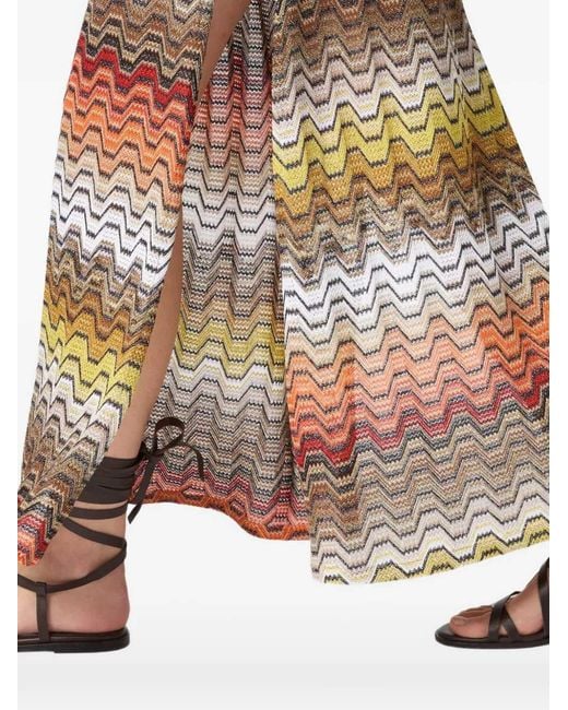 Missoni White Long Dress With Chevron Pattern