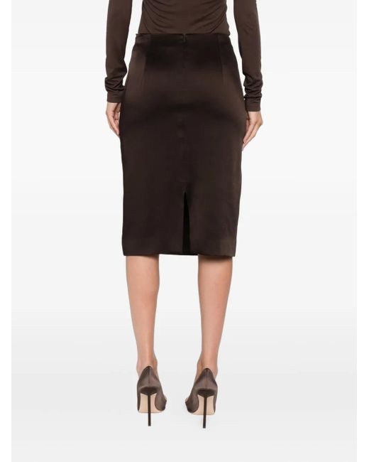 Tom Ford Brown Silk Pencil Skirt