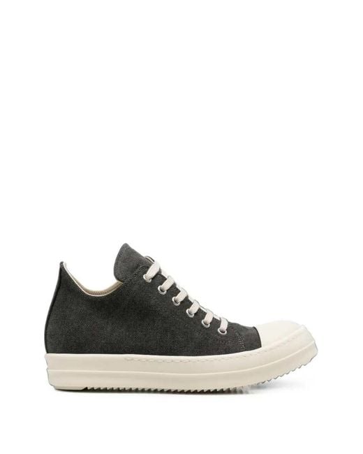Rick Owens Black Low-Top Canvas Sneakers
