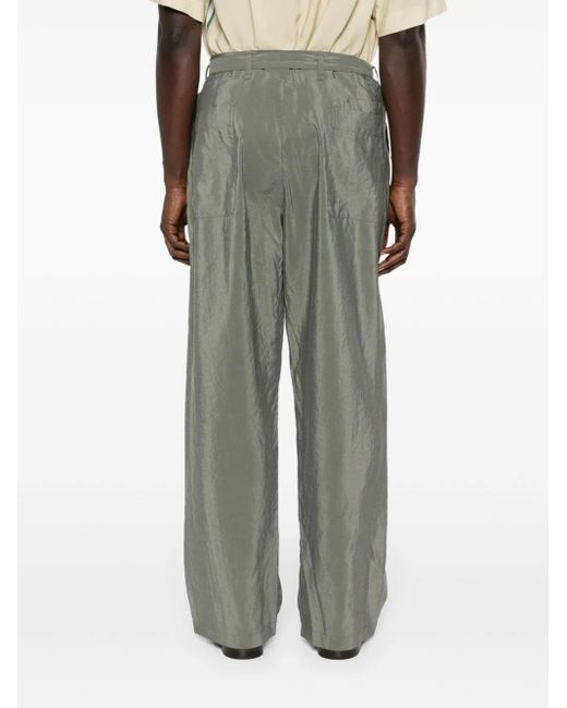 Lemaire Gray Tapered Silk Trousers for men