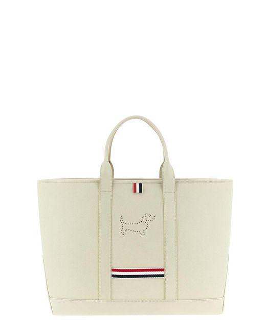 Thom Browne White Medium Tool Bag With Perforated Hector