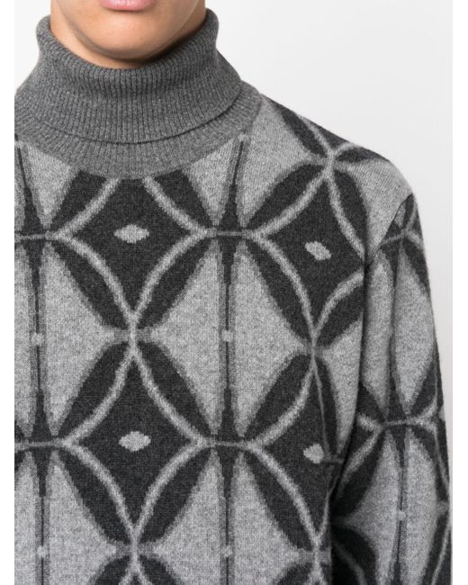 Etro Gray Turtleneck Sweater With Inlay Motif for men