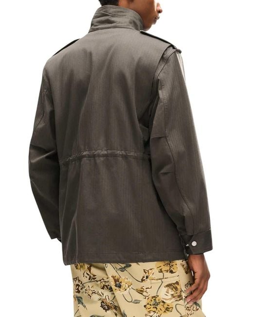KENZO Green Paris Emblem' Cotton Herringbone Military Jacket for men