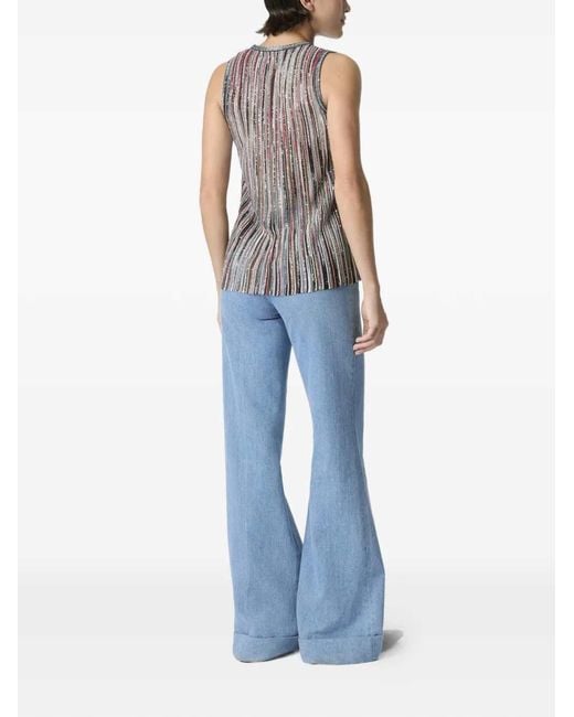 Missoni Brown Striped Top Decorated With Sequins