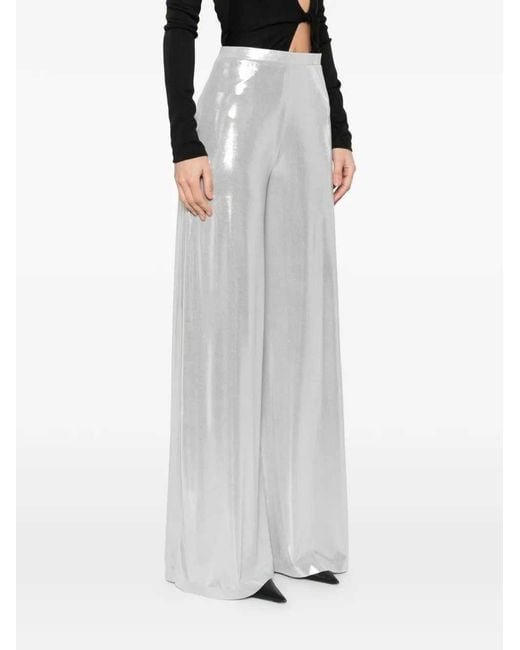 Norma Kamali White Bias Wide Leg Trousers