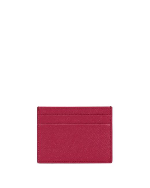 Dolce & Gabbana Red Dauphine Card Holder With Logo Plaque