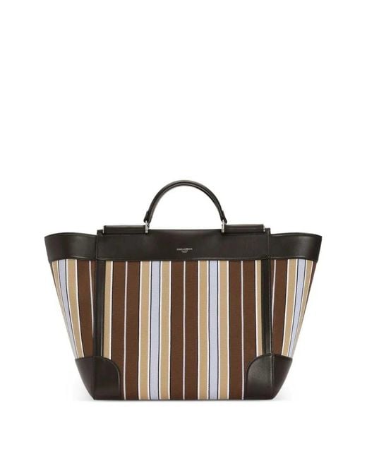 Dolce & Gabbana Brown Dolce & Gabbana Sicily Jacquard Tote Bag for men
