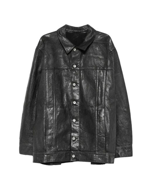 Rick Owens Black Button-Up Denim Jacket for men