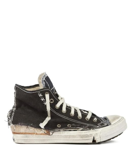 Maison Margiela Black High-Top Sneakers With A Worn-Look Finish