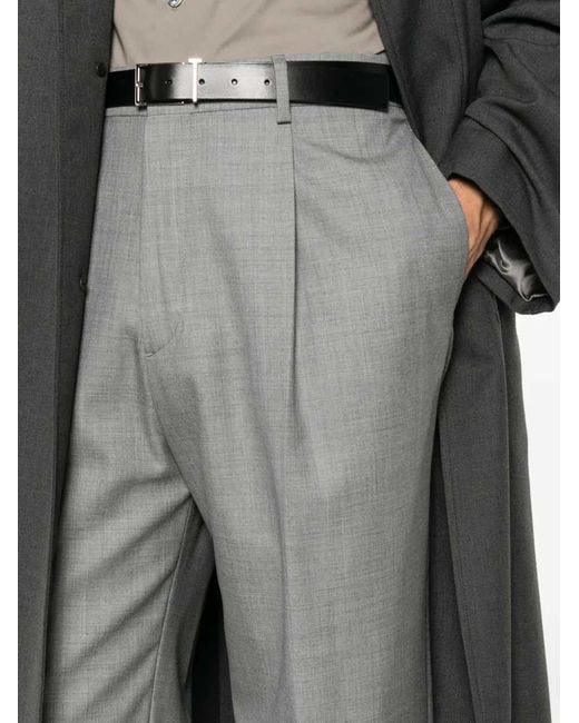 Lardini Gray Wide-Leg Pleated Trousers for men