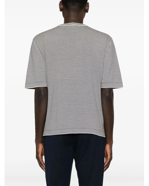 Lardini Gray Striped Cotton T-Shirt for men