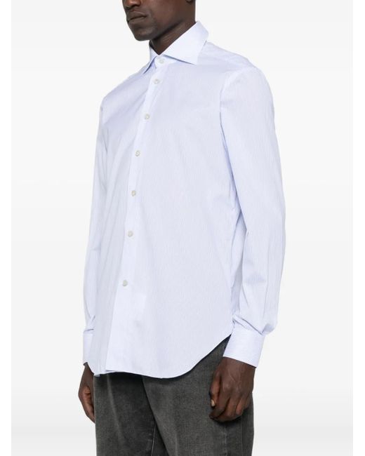 Kiton White Striped Cotton Shirt for men