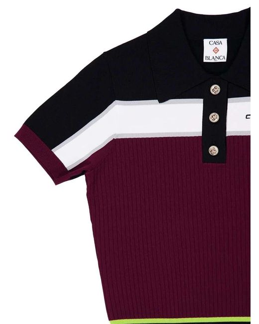 Casablanca Red Striped Short-Sleeve Polo Shirt