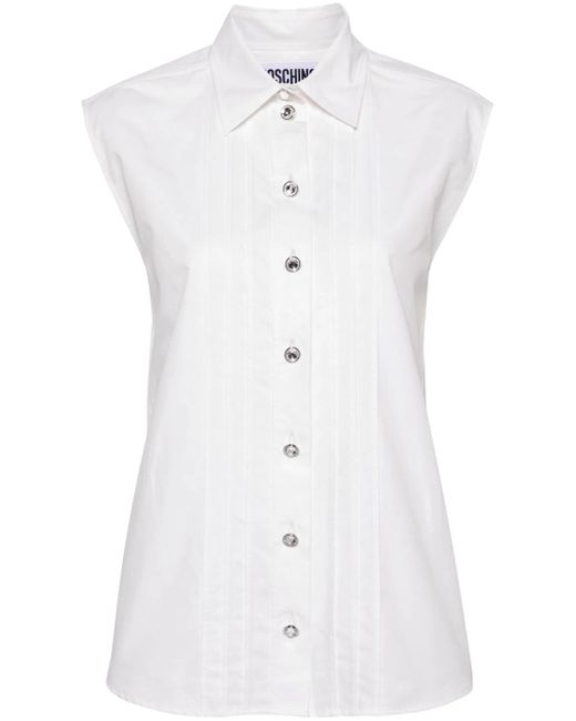 Moschino White Ribbed Detail Shirt