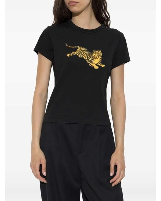 KENZO Black Tiger-Print T-Shirt