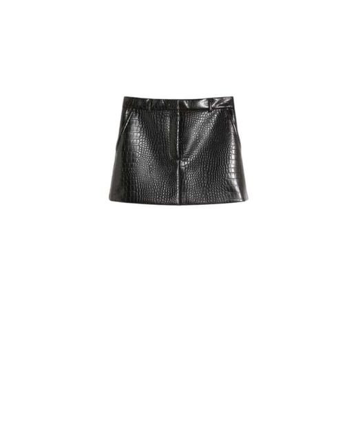 Sportmax Black Patent Leather Alligator Mini Skirt
