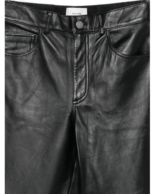 Haikure Gray Leather-Panelled Trousers