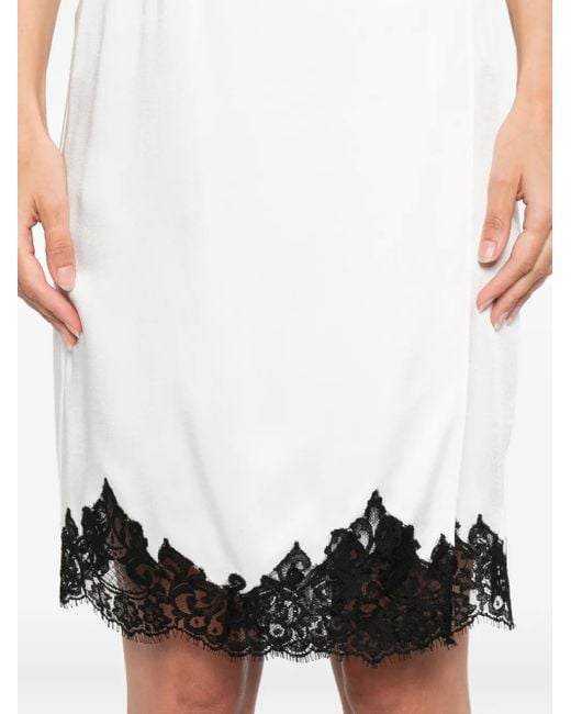 Stella McCartney Black Jupe Midi En Satin Avec Dentelle