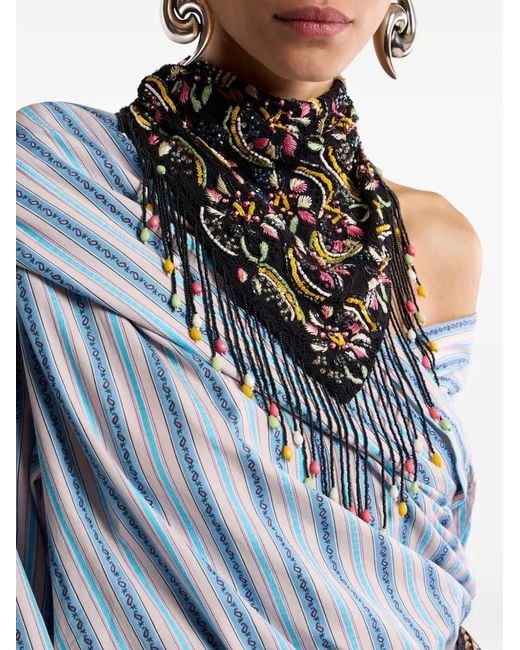 Etro Black Beaded Scarf
