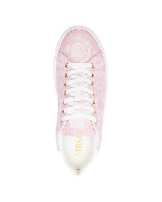 Versace Pink Low-Top Sneakers With Baroque Pattern