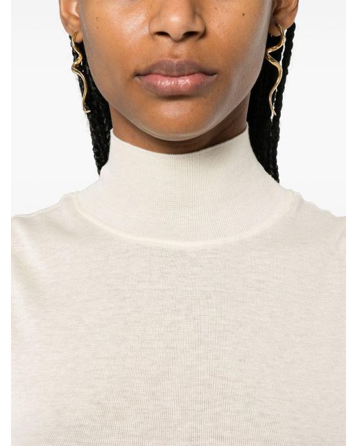 Lemaire White Sleeveless Knitted Top With Mock Neck