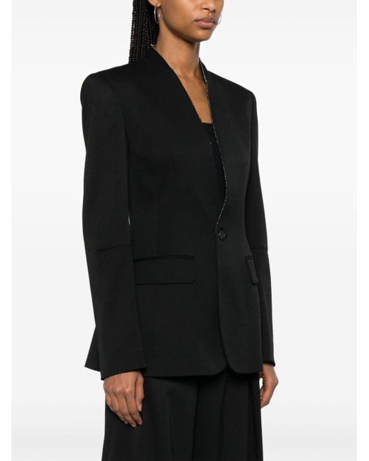 MM6 by Maison Martin Margiela Black Single-Breasted Blazer With Contrasting Stitching
