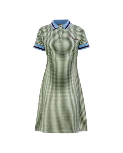 Marni Green Short Checked Dress