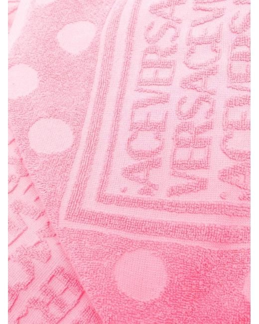 Versace Pink Towel With Jacquard Logo