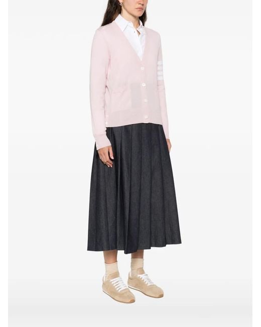 Thom Browne Pink Striped Sweater With Pockets