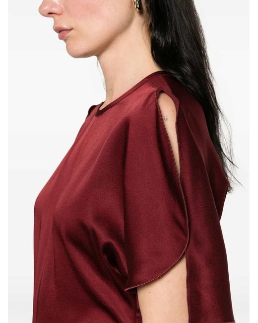 Victoria Beckham Red Ruched Maxi Dress