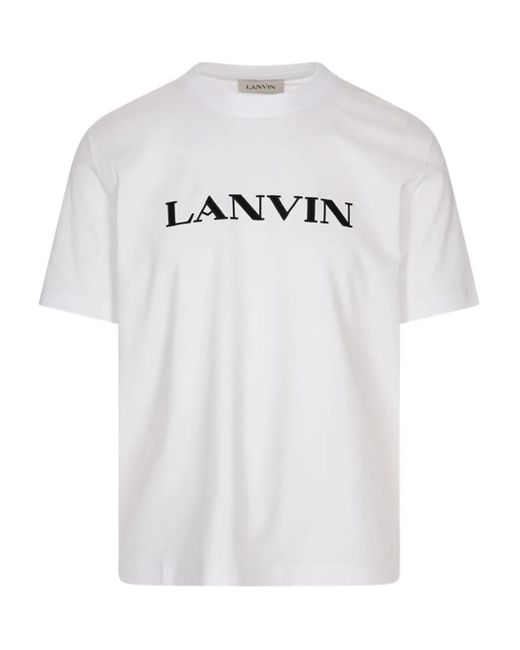 Lanvin White Cotton T-Shirt With Logo for men