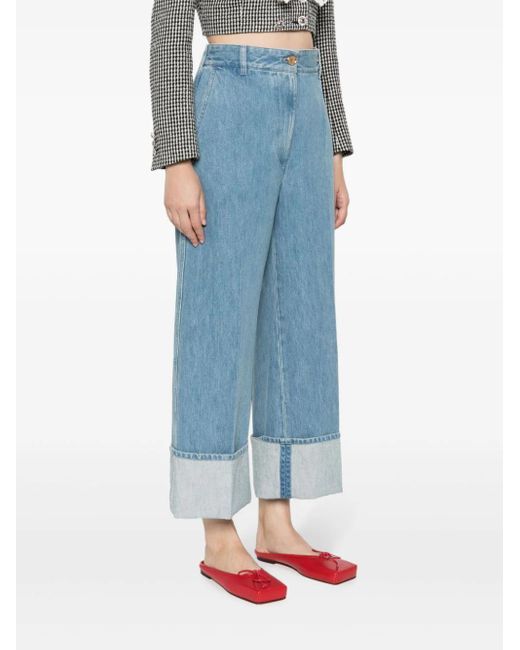 Patou Blue Iconic Wide Leg Crop Jeans