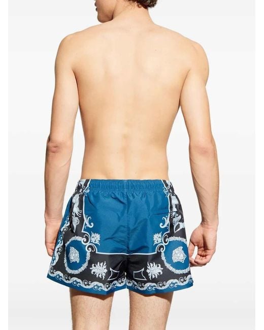 Versace Blue Printed Swim Shorts for men