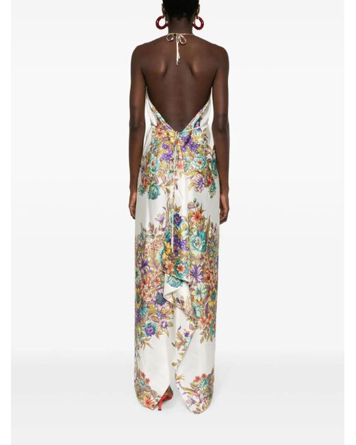 Etro Metallic Midi Dress With Floral Print