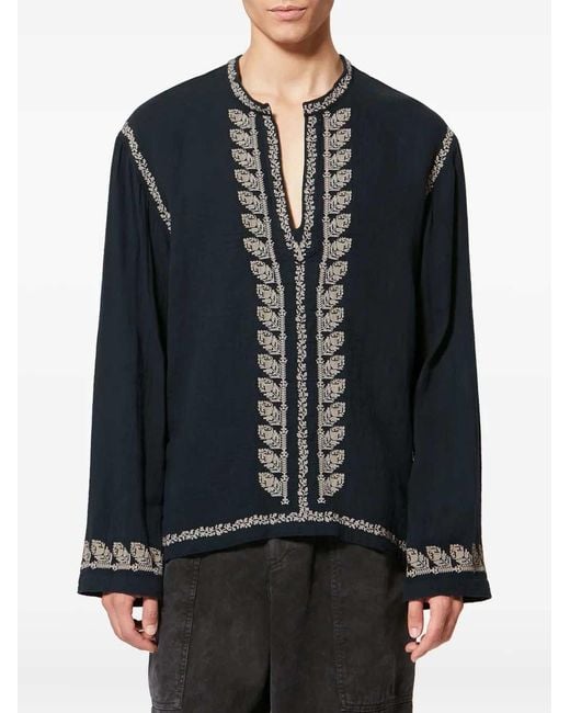 Isabel Marant Blue Cizalie Embroidered Top for men
