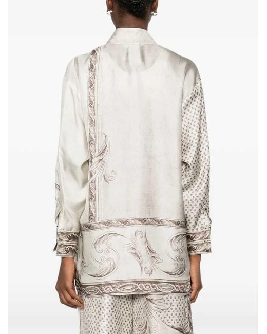 Max Mara White Printed Silk Twill Shirt