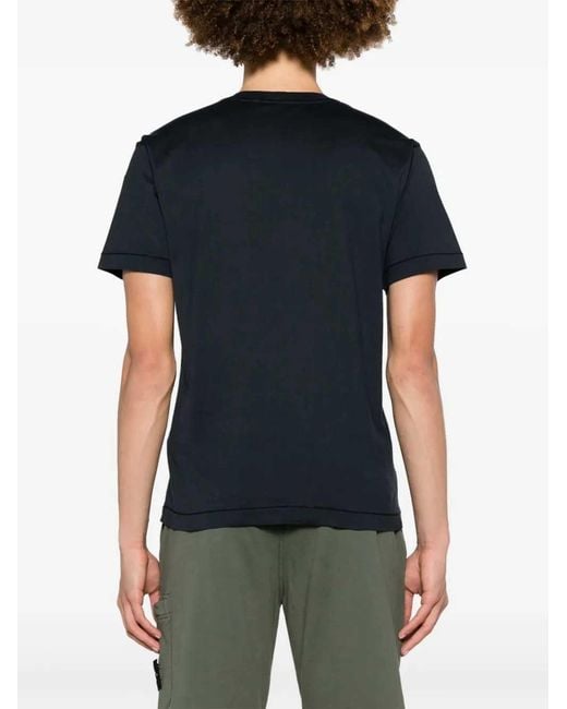 Stone Island Black T-Shirt With Logo Appliqué for men