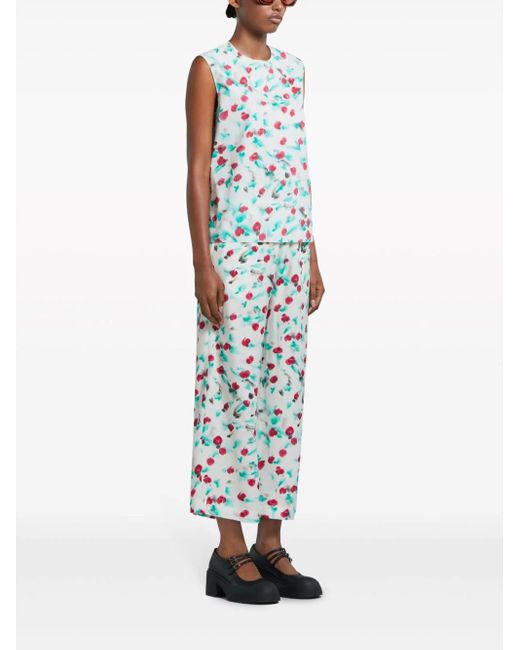 Marni Blue Floral Cropped Trousers