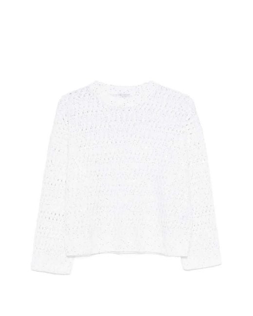 Brunello Cucinelli White Crewneck Sweater