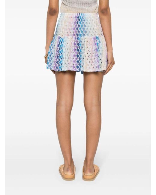 Missoni Blue Knitted Miniskirt With Lace Details