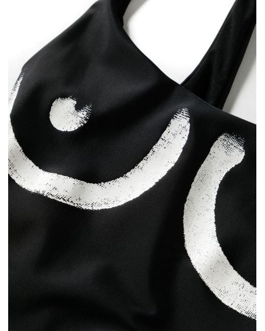 Moschino Black Swimsuit With Trompe L`Oeil Print