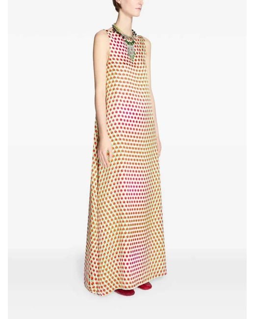 Dries Van Noten White Long Printed Dress