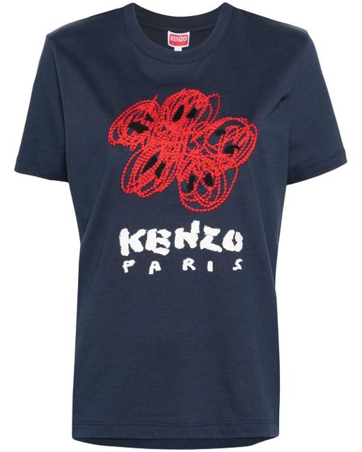 KENZO Blue T-Shirt With Embroidery