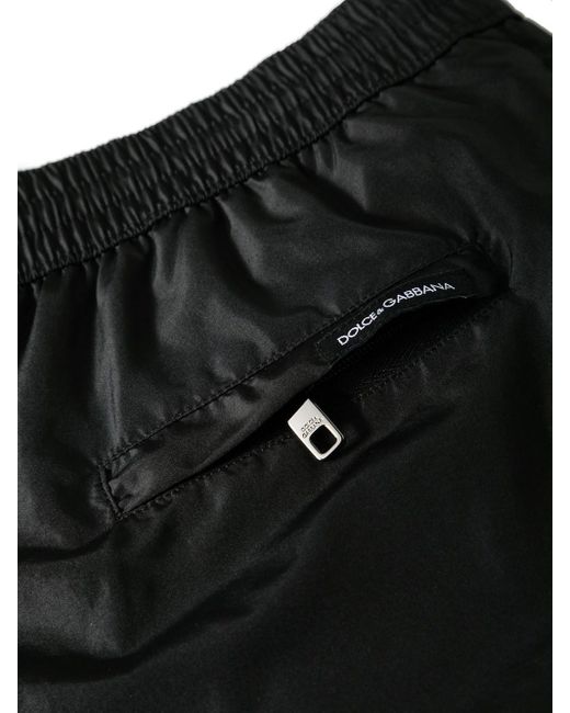 Dolce & Gabbana Black Swim Shorts With Logo Print for men