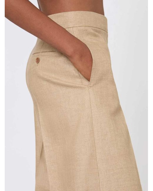 Max Mara Natural Regular-Fit Linen Natté Trousers