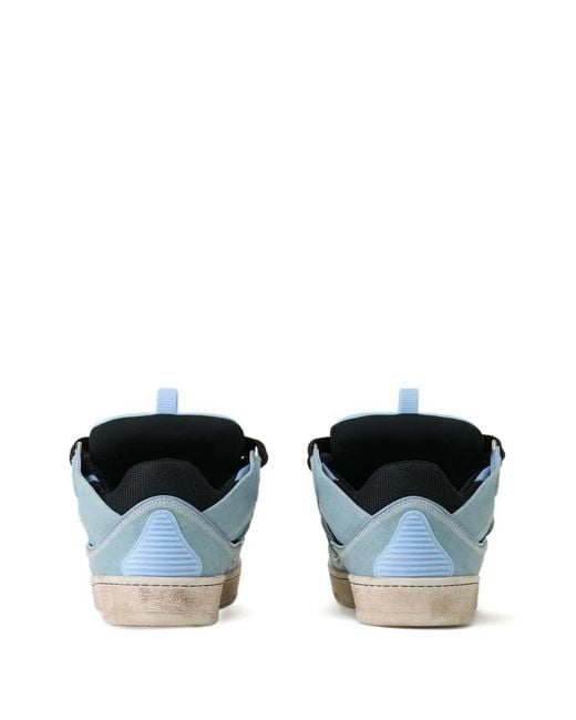 Lanvin Blue Curb Sneakers Cut-Out Suede Sneakers for men