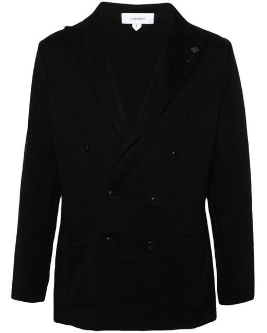 Lardini Black Double-Breasted Knitted Blazer for men