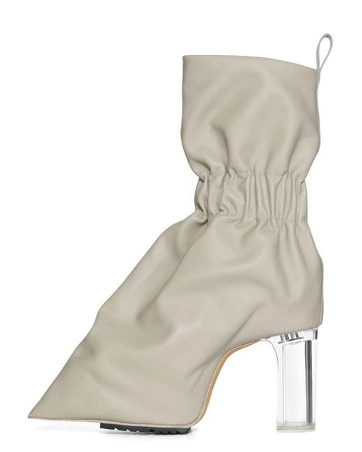 Rick Owens Natural Ss26 Cuffed Boots With Pearl/Transparent Grained Calfskin Case