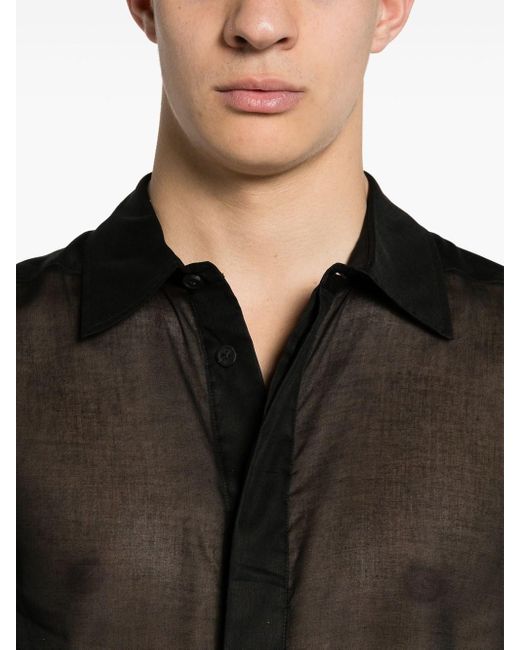Rick Owens Black Semi-Transparent Cotton Office Shirt for men