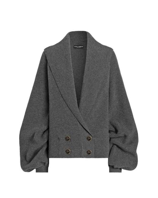 Dolce & Gabbana Gray Shawl-Collar Cardigan